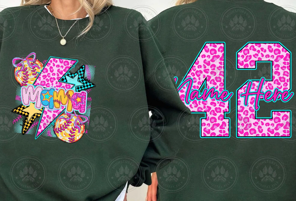 Funky Leopard Baseball/Softball Mama (include name and number in personalization box)