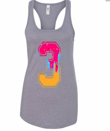 In-Stock Drip Number Tank (include colors and number in personalization box)