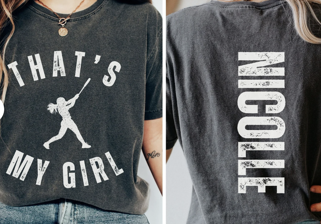 Softball/Baseball That's My Boy/That's My Girl (Include name to be vertical down back in personalization box)