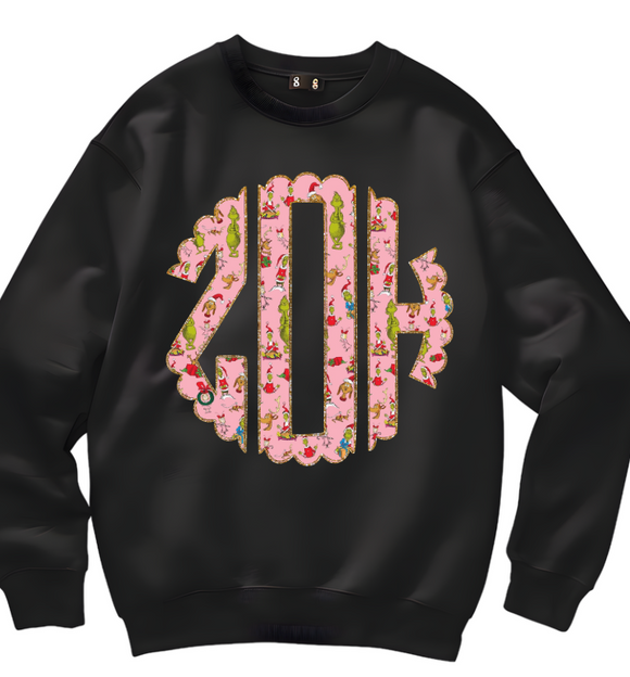 Seventh Day of Christmas Green Guy Monogram