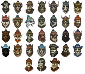 8th Day of Christmas Vintage Football Mascots (include team in personalization box)