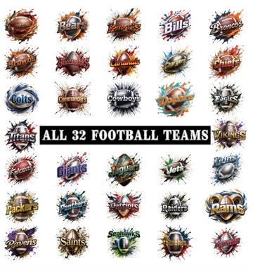 8th Day of Christmas Splatter Football Mascots (include team in personalization box)