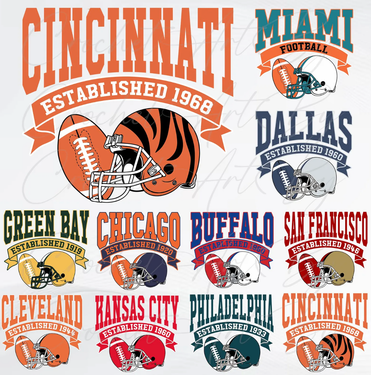 8th Day of Christmas Arch Football Mascots (include team in personalization box)