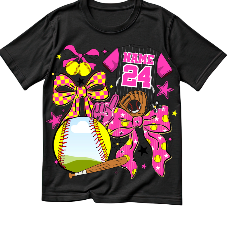 Pretty in Pink Softball Photo Custom - COLORS CANNOT BE CHANGED