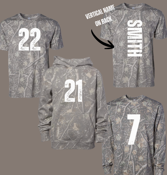 Custom Camo Distressed Number