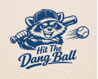 IN STOCK - Hit the Dang Ball Racoon (on Grey)