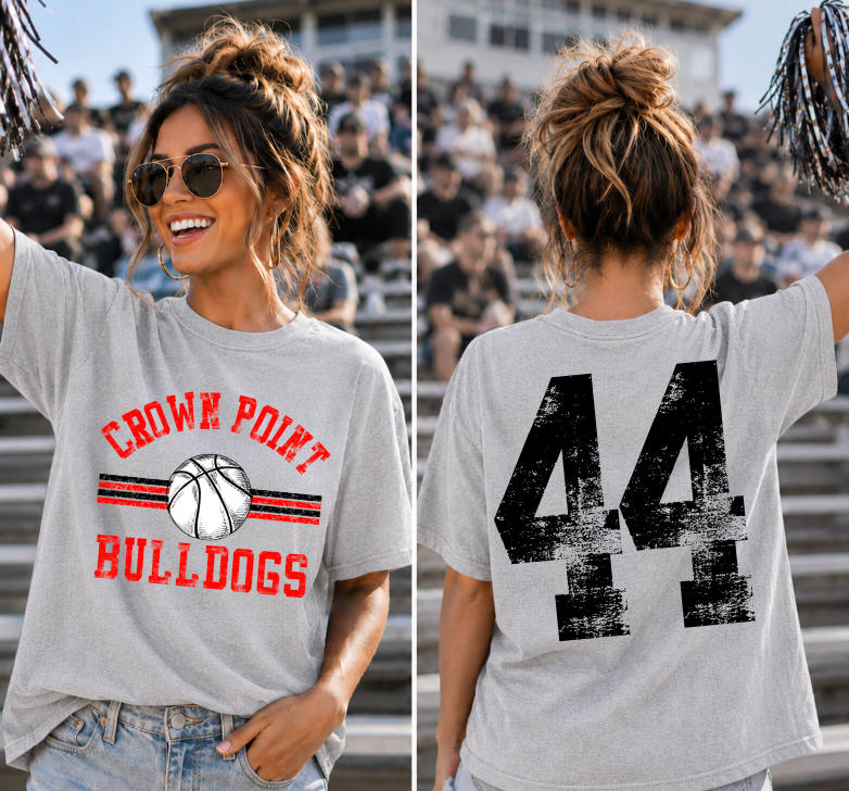 (Your Team) Distressed Basketball Stripe
