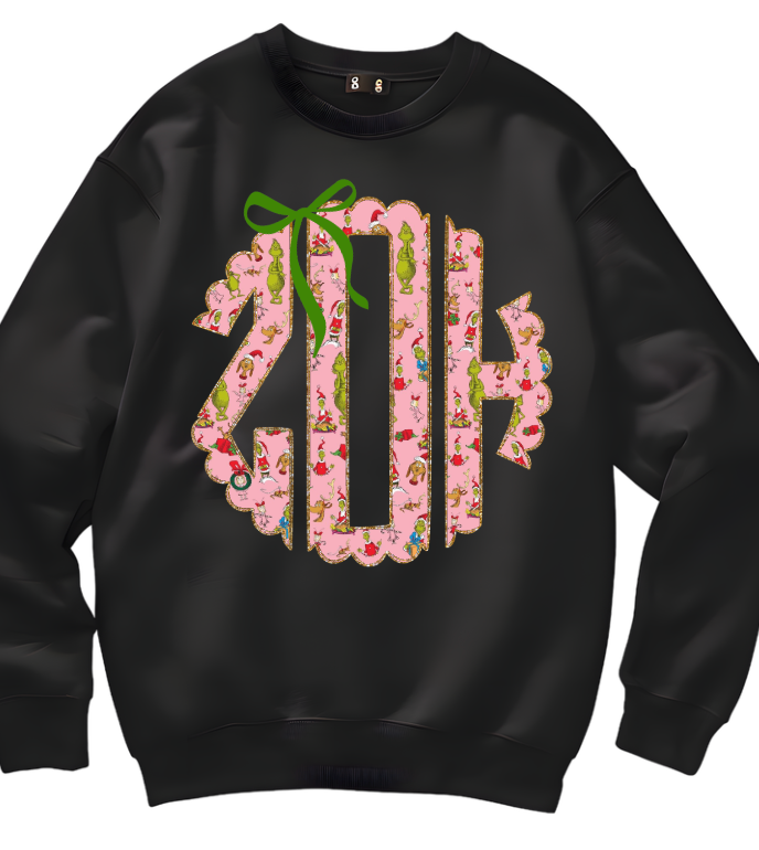 Seventh Day of Christmas Green Guy Monogram
