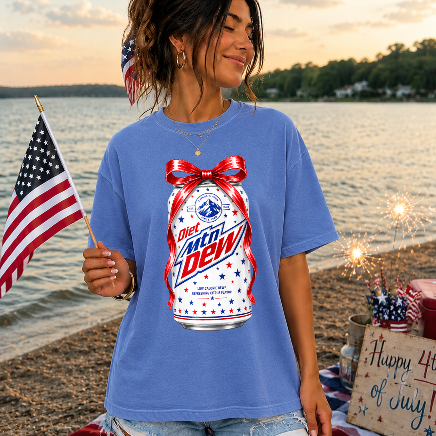 Patriotic Drinks w/Bows (include type in personalization box)