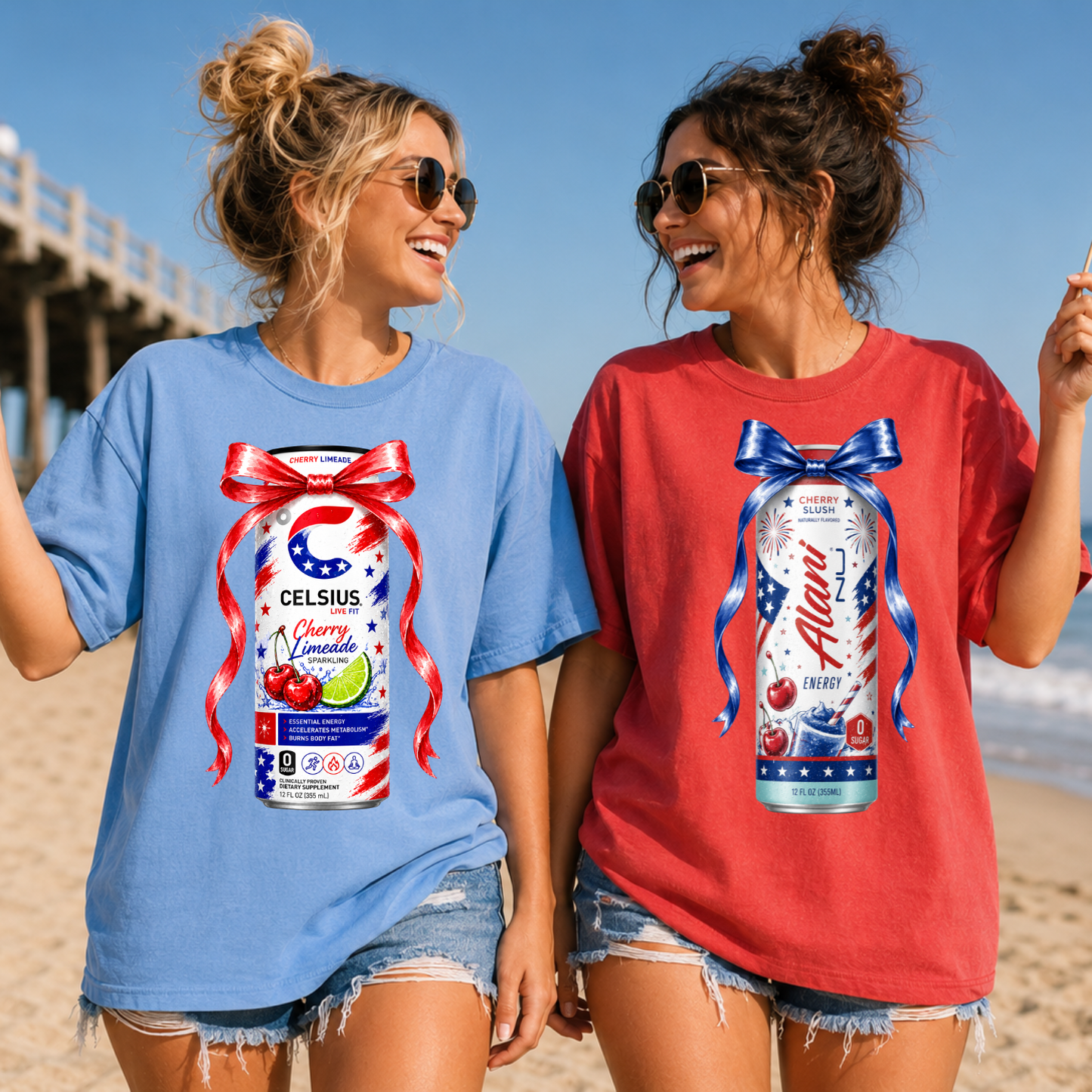 Patriotic Drinks w/Bows (include type in personalization box)
