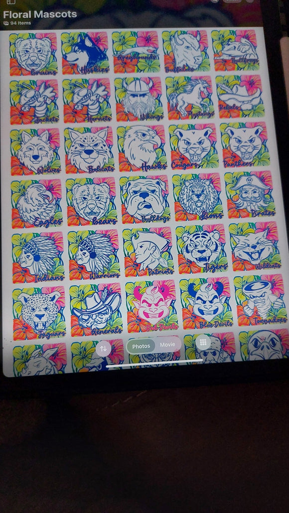 Colorful Floral Mascot Special (include team in personalization box)