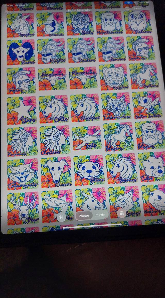 Colorful Floral Mascot Special (include team in personalization box)