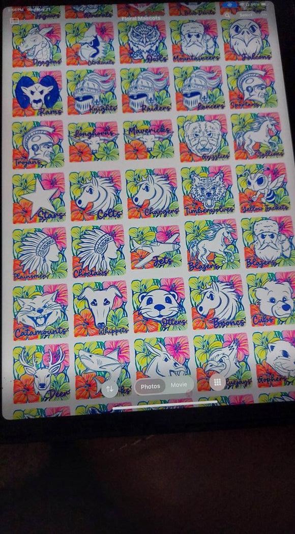 Colorful Floral Mascot Special (include team in personalization box)