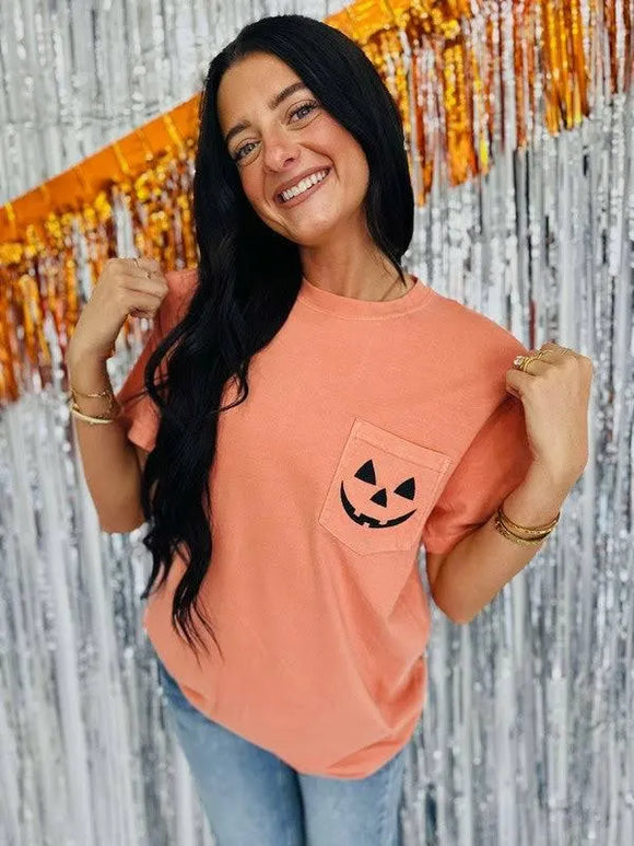 Comfort Colors Jackolantern Pocket Tee