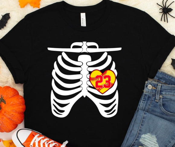 Baseball Softball Skeleton Heart