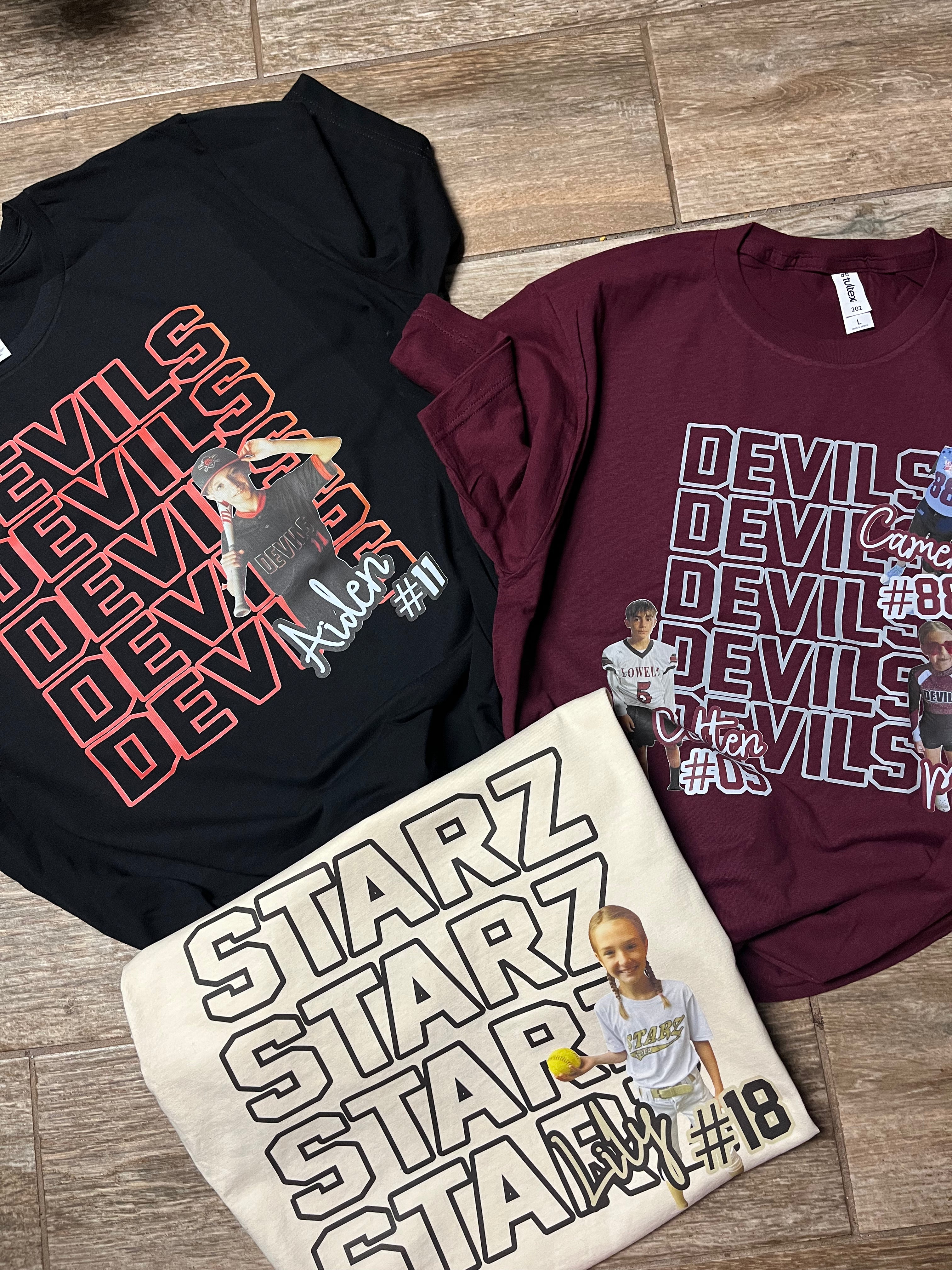 Photo Sports Tee (email photos and order # to kassi@msoshop.com after purchase)