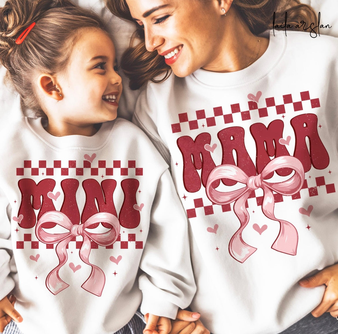 Mama and Me Checkered Bow Set (price includes both)