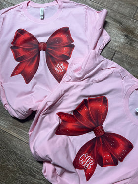 Big Red Christmas Monogram Bow
