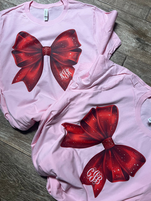 Big Red Christmas Monogram Bow