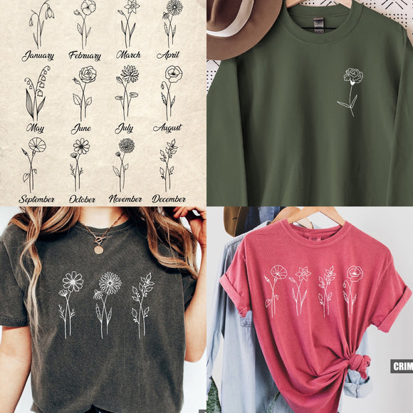 Mothers Day Birth Flower Simple (include months in personalization box)