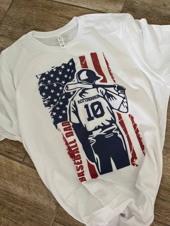 Baseball Dad- RWB Flag