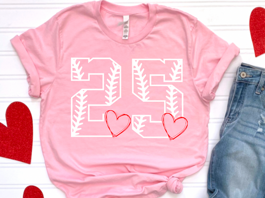 Baseball Heart Number Special (include ink color if you don't want white)