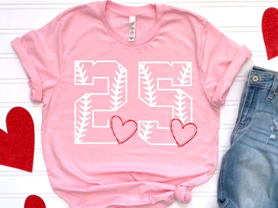 Baseball Heart Number Special (include ink color if you don't want white)