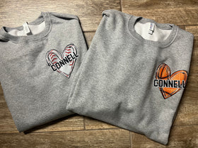 Personalized Sports Heart Crewneck (add name or # to personalization box)
