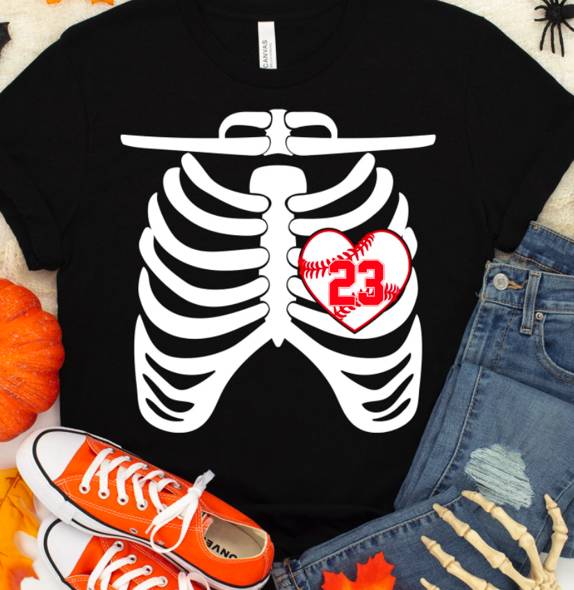 Baseball Softball Skeleton Heart - 0