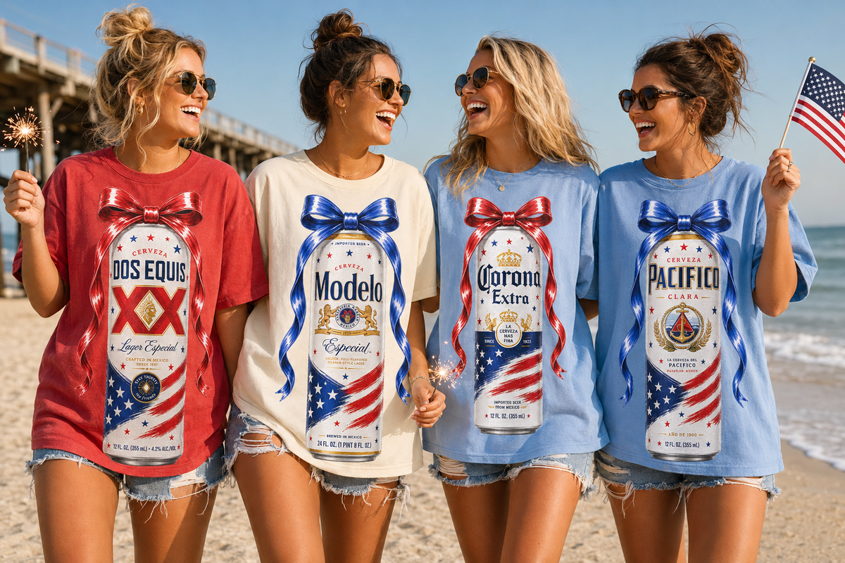 Patriotic Drinks w/Bows (include type in personalization box)