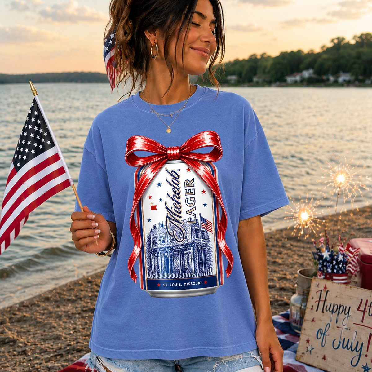 Patriotic Drinks w/Bows (include type in personalization box)
