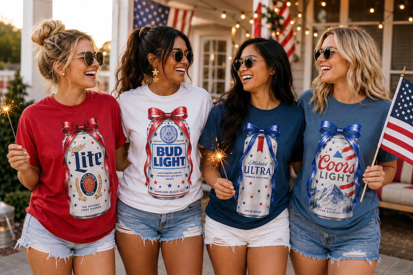 Patriotic Drinks w/Bows (include type in personalization box)