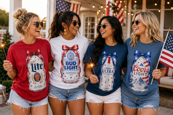 Patriotic Drinks w/Bows (include type in personalization box)