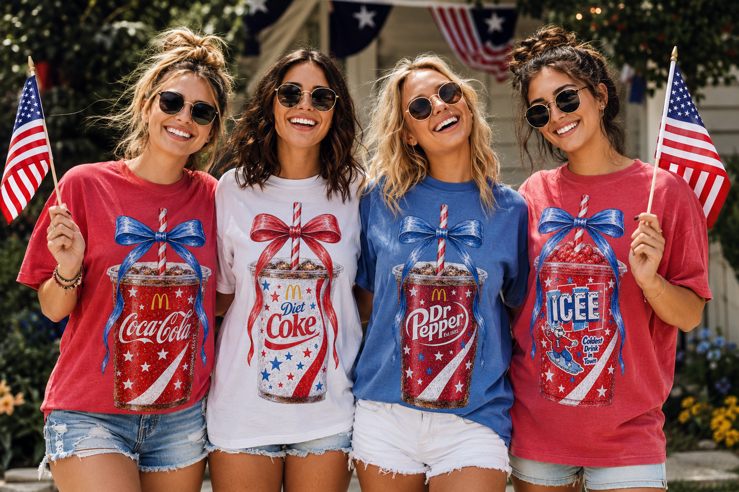 Patriotic Drinks w/Bows (include type in personalization box)