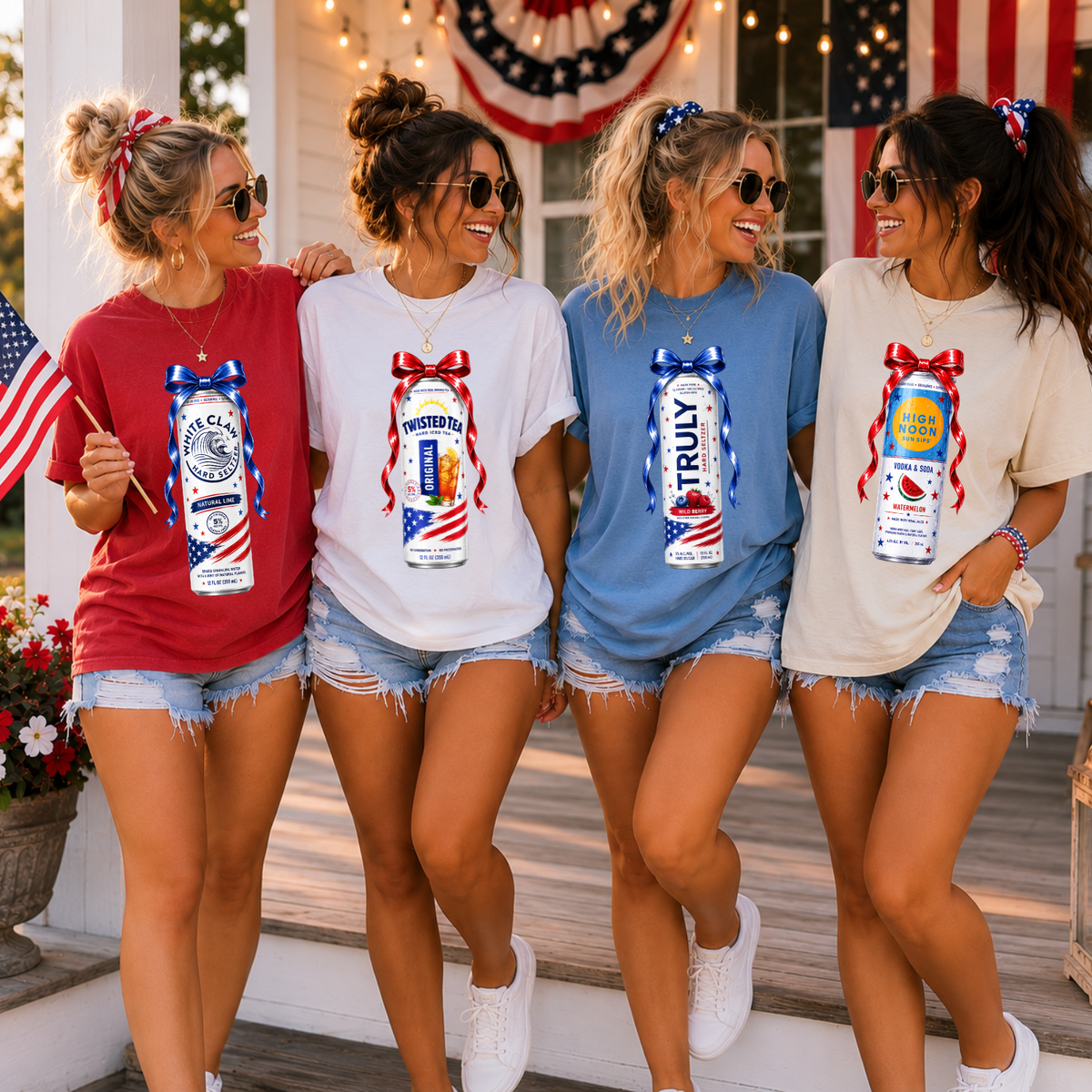Patriotic Drinks w/Bows (include type in personalization box)