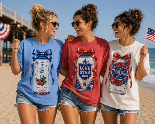 Patriotic Drinks w/Bows (include type in personalization box)