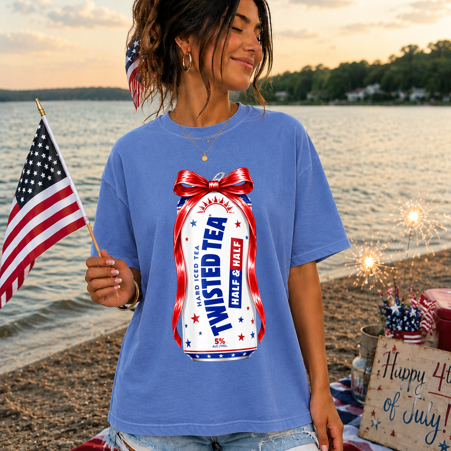 Patriotic Drinks w/Bows (include type in personalization box)