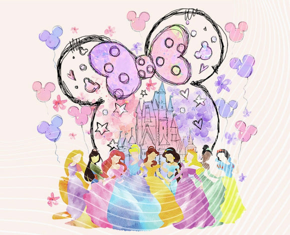 Magical Watercolor Princesses (can add name underneath)