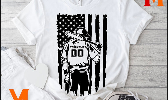 Personalized Baseball- Distressed Flag