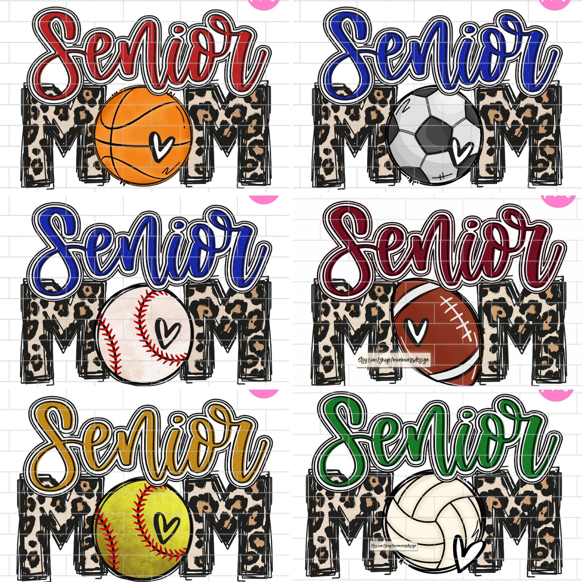 Leopard Senior Mom (personalize with name, number, font color)
