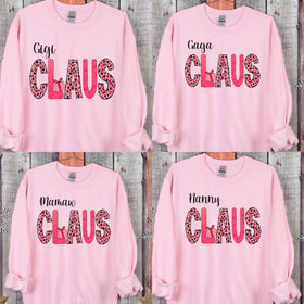 Pink Leopard Mama Claus/Personalized Name)