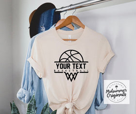 Ball and Net Basketball Logo (personalized- can change team)