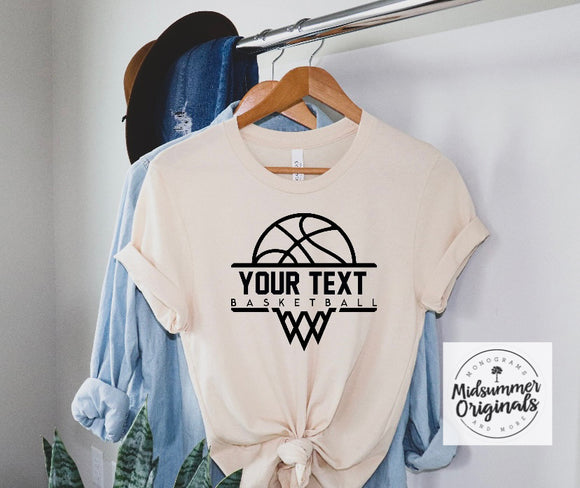 Ball and Net Basketball Logo (personalized- can change team)