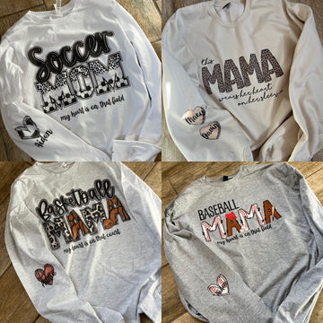 Football Mama- Heart on Field Sleeve - 0