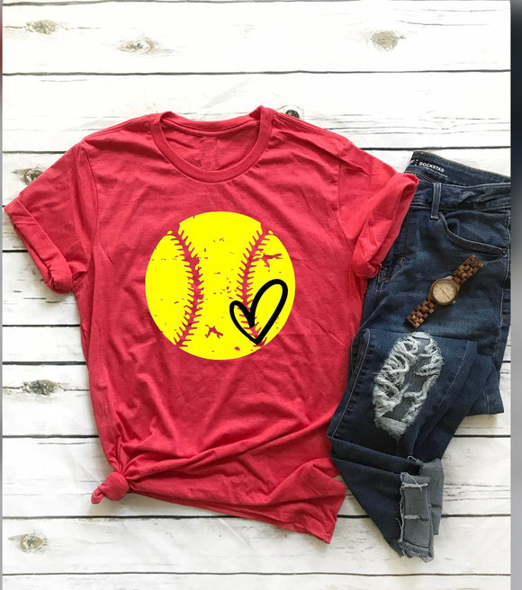 Softball w/ Heart Sketch