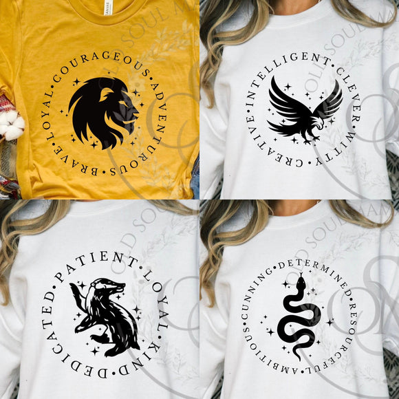 HP Houses- Mascot and Word Circle